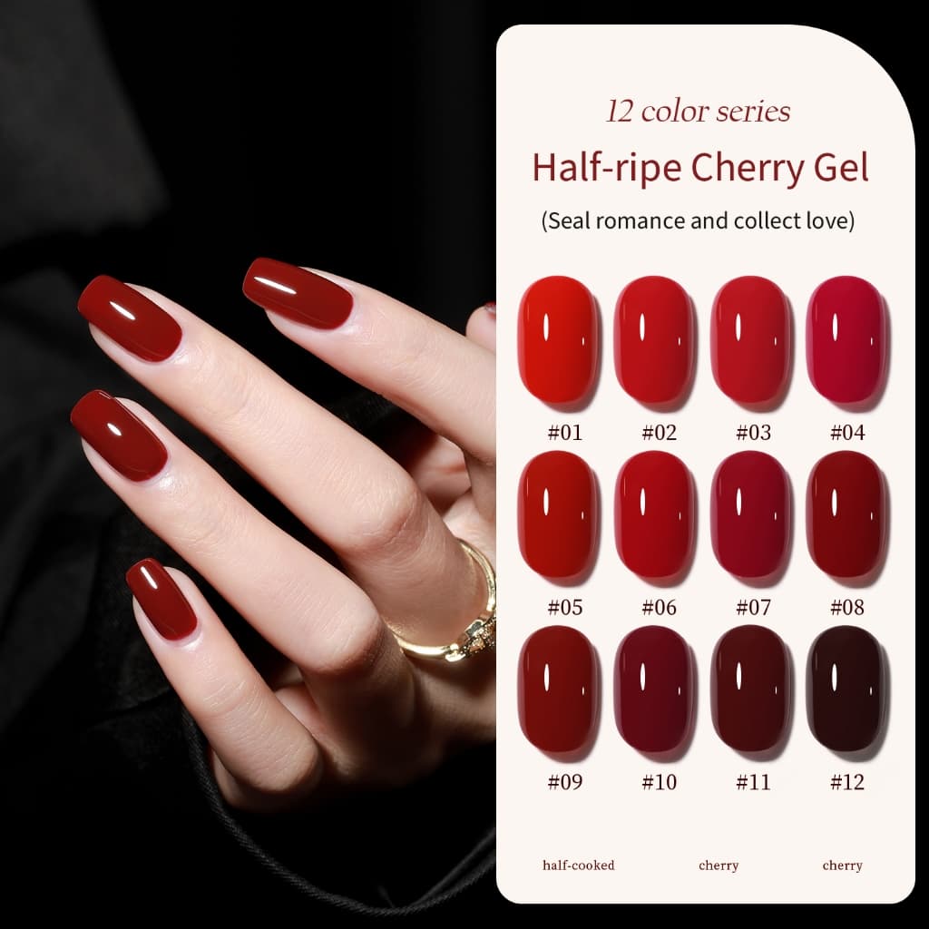 [ANNIES] Cola para esmalte vermelho série cereja, Popular Manicure cereja borgonha de ano novo 12ml
