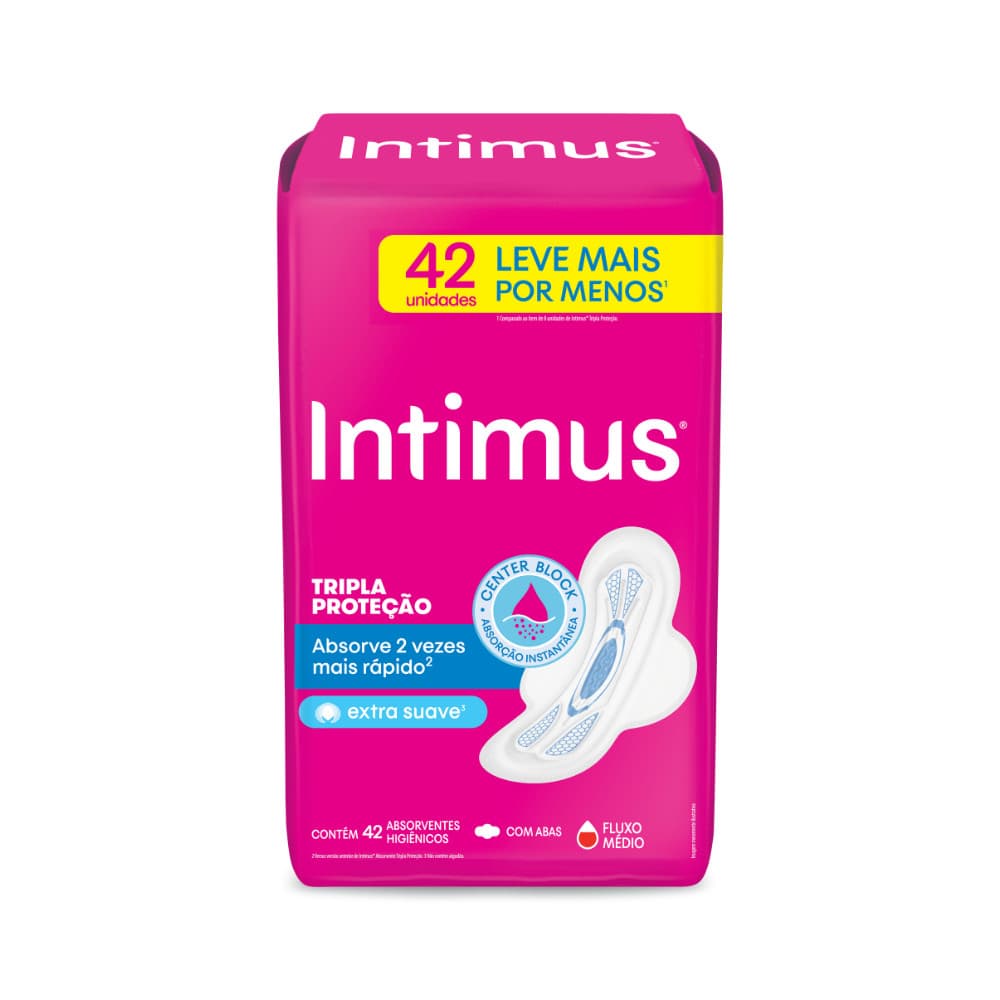 Absorvente Intimus® Tripla Proteção Suave C/Abas 42 Un