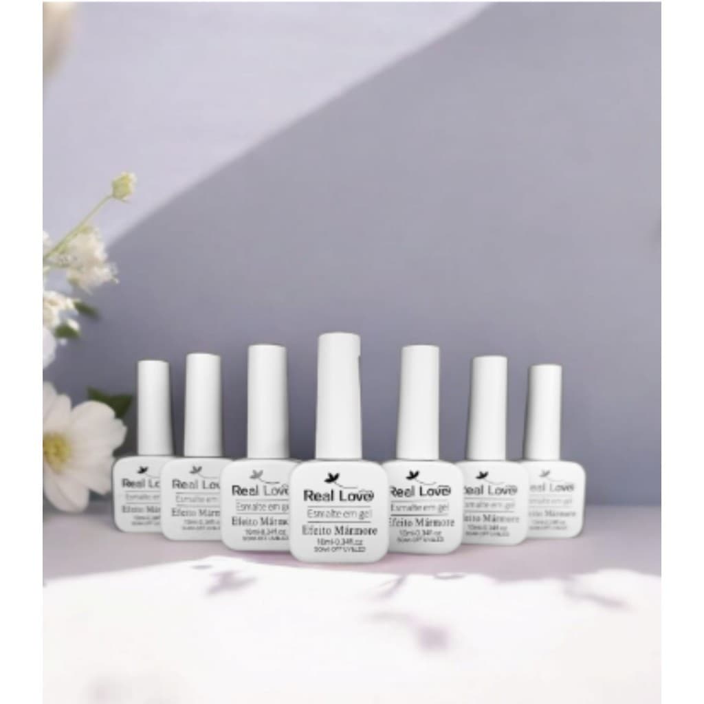 Esmalte em Gel Efeito Marmore Real Love 10ml Esmalte Rosa e Cinza Chumbo