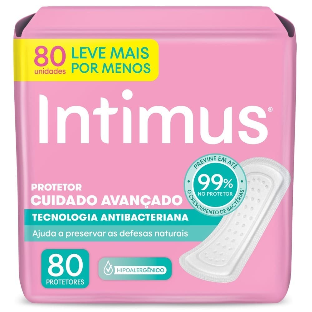 Protetor Díário Intimus® Tecnologia Antibacteriana 80 Un