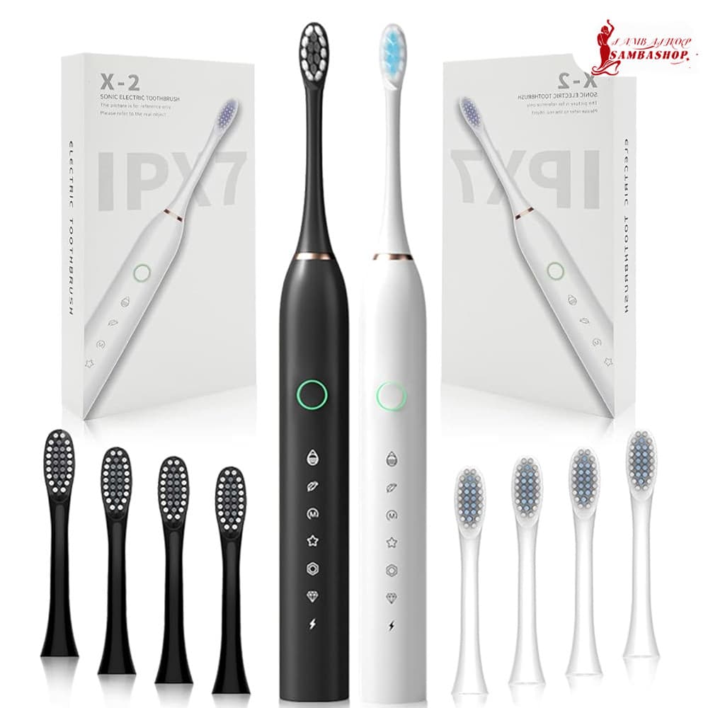Escova de Dentes Elétrica IPX7 com 4 Cabeças de Reposição Inteligente à Prova D'água