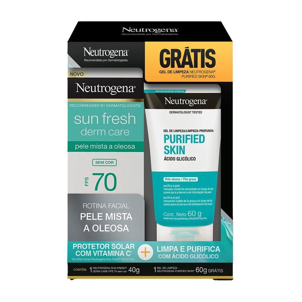 Promo Neutrogena Sun Fresh Facial SPF 70 40g + Purified Skin 60g