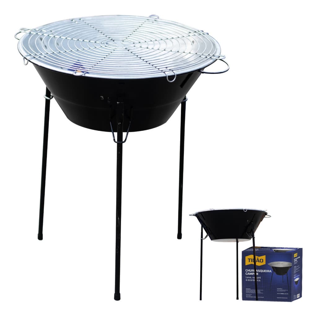 Churrasqueira Carvão Camper Americana Tidão Galvanizado Preto