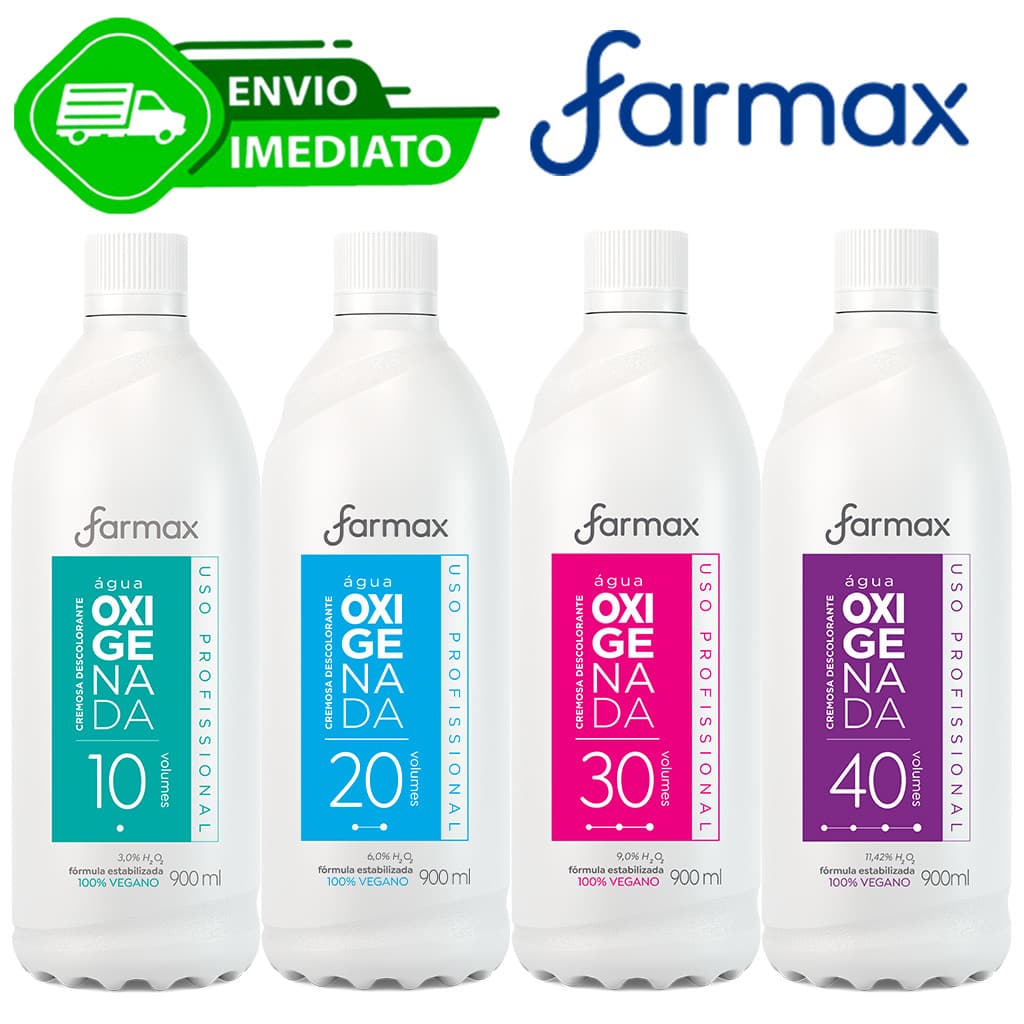 Agua Oxigenada Descoloração Farmax 10, 20, 30 e 40 Volumes Profissional Corpo Cabelo Envio Imediato