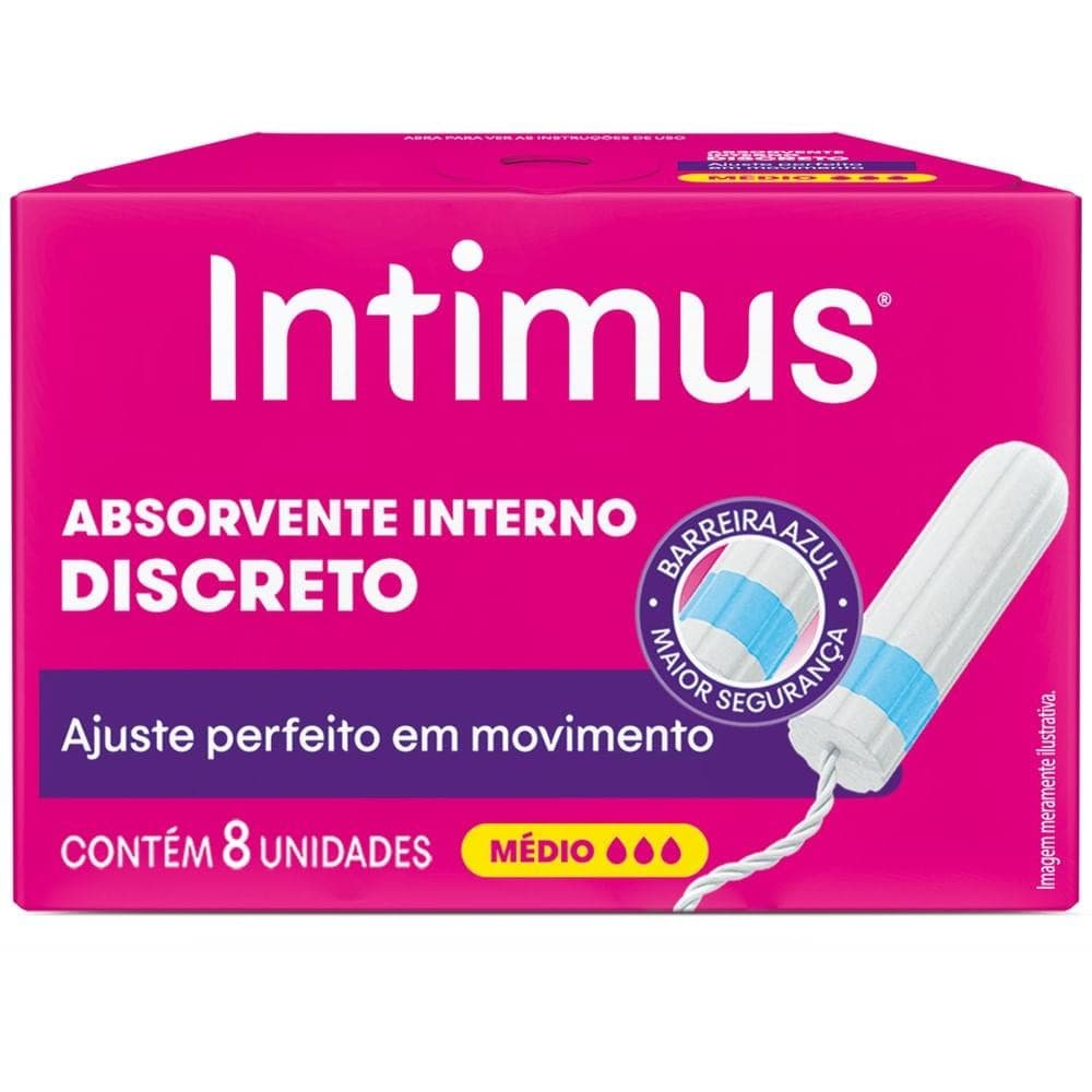 ABSORVENTE INTERNO INTIMUS DISCRETO MÉDIO 8 UNIDADES