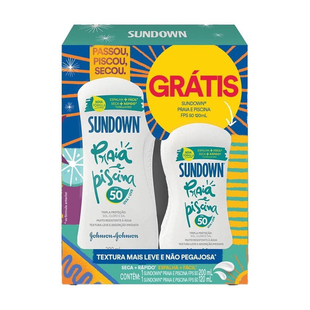 Protetor Solar Sundown Praia e Piscina FPS 50 200ml + FPS 50 120ml