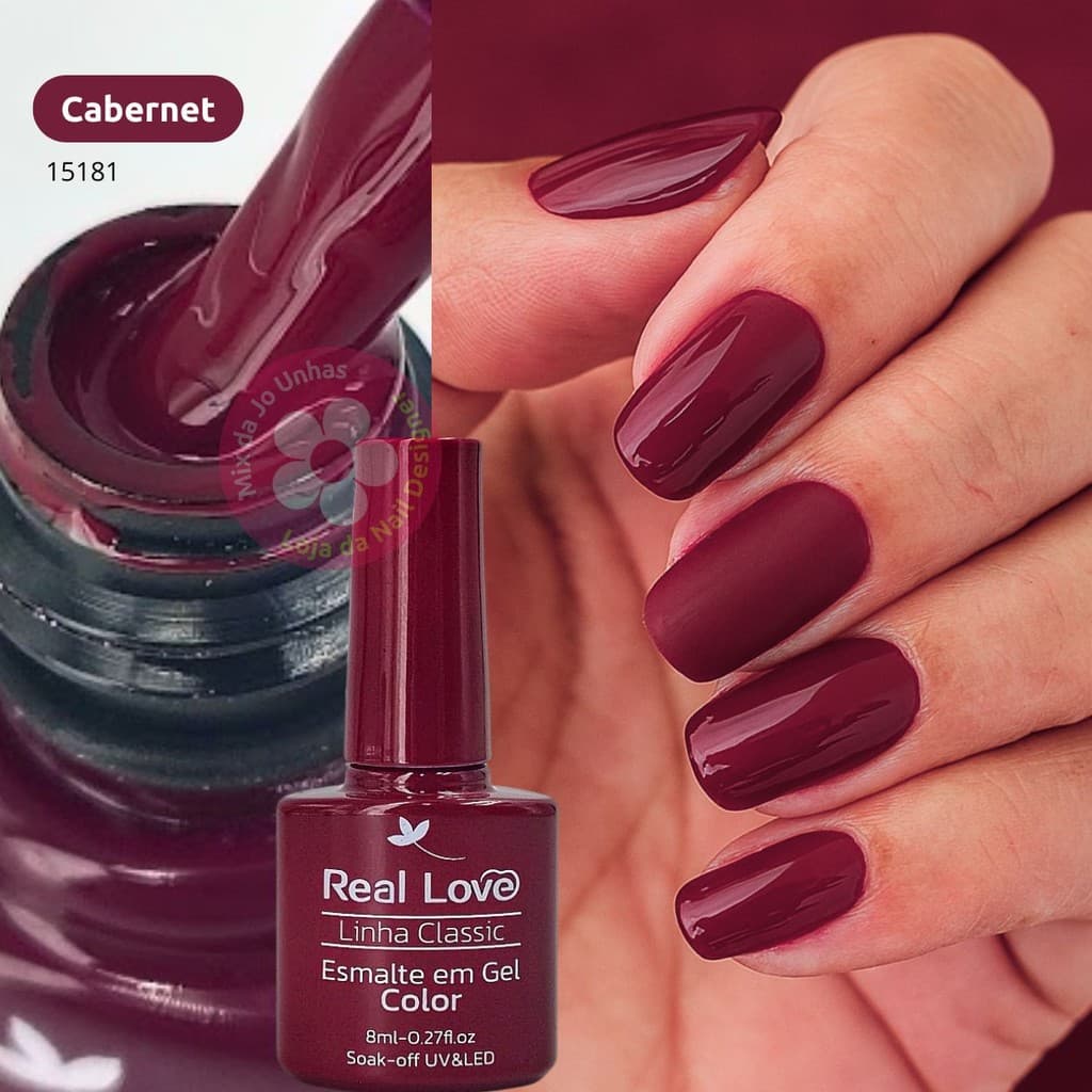 Esmalte em gel Vermelho Carbernet Real Love Linha Classic 8ml 058 Cereja vinho