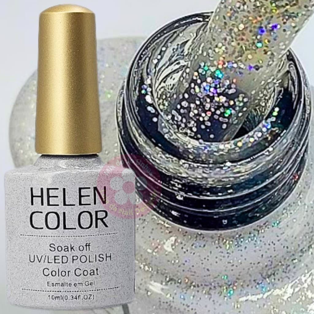 Esmalte em Gel prateado holográfico glitter 10ml Helen Color Shopee