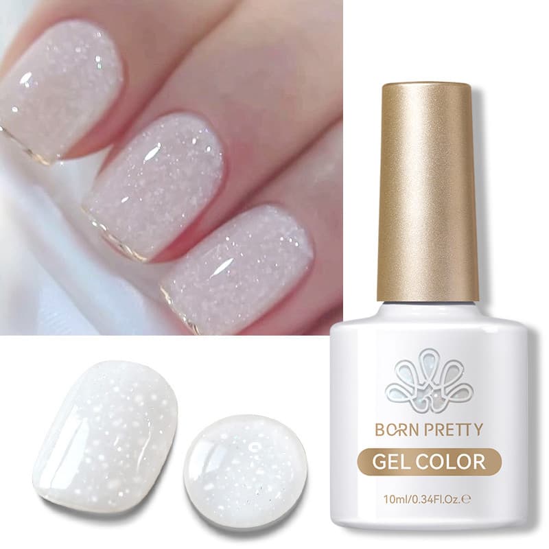 BORN PRETTY Floco De Neve Lantejoulas Gel Esmalte Branco Rosa Base Semi Permanente Top Coat Manicure 10ml
