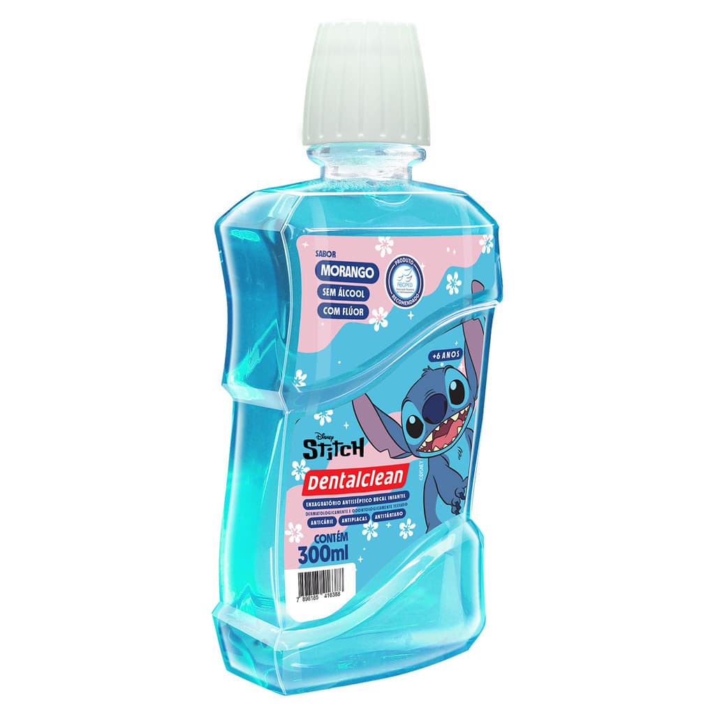 Enxaguante Bucal infantil Stitch sem Álcool 300ML antisséptico bucal Dentalclean