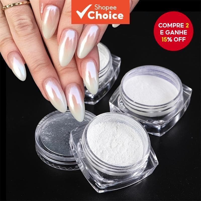 Esmalte Holográfico Branco Pérola Com Brilho Para Decoração De Nail Art