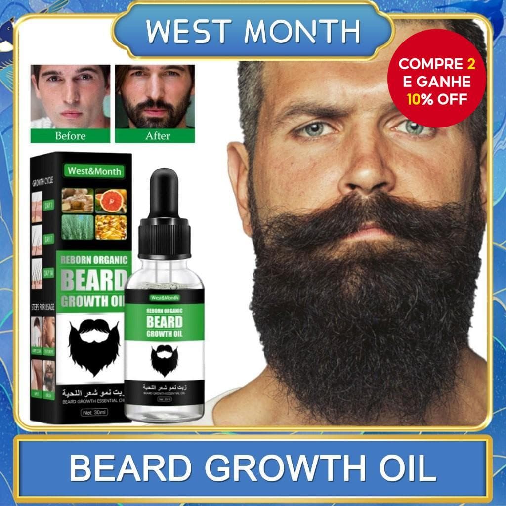 Óleo Orgânico De Crescimento Da Barba Oeste E Mês 30ml Masculina Tônico Hidratante Líquido Para A