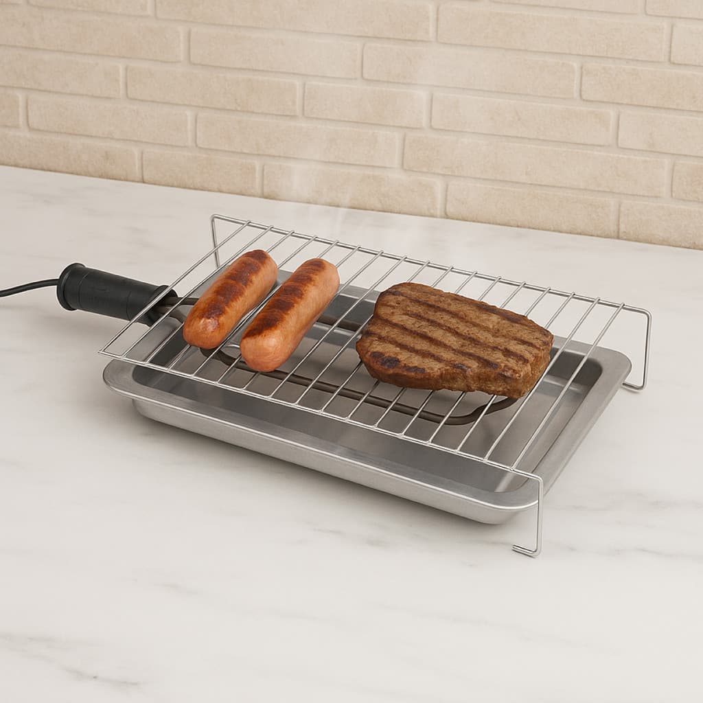 Churrasqueira Elétrica Grill Portátil Bandeja Inox