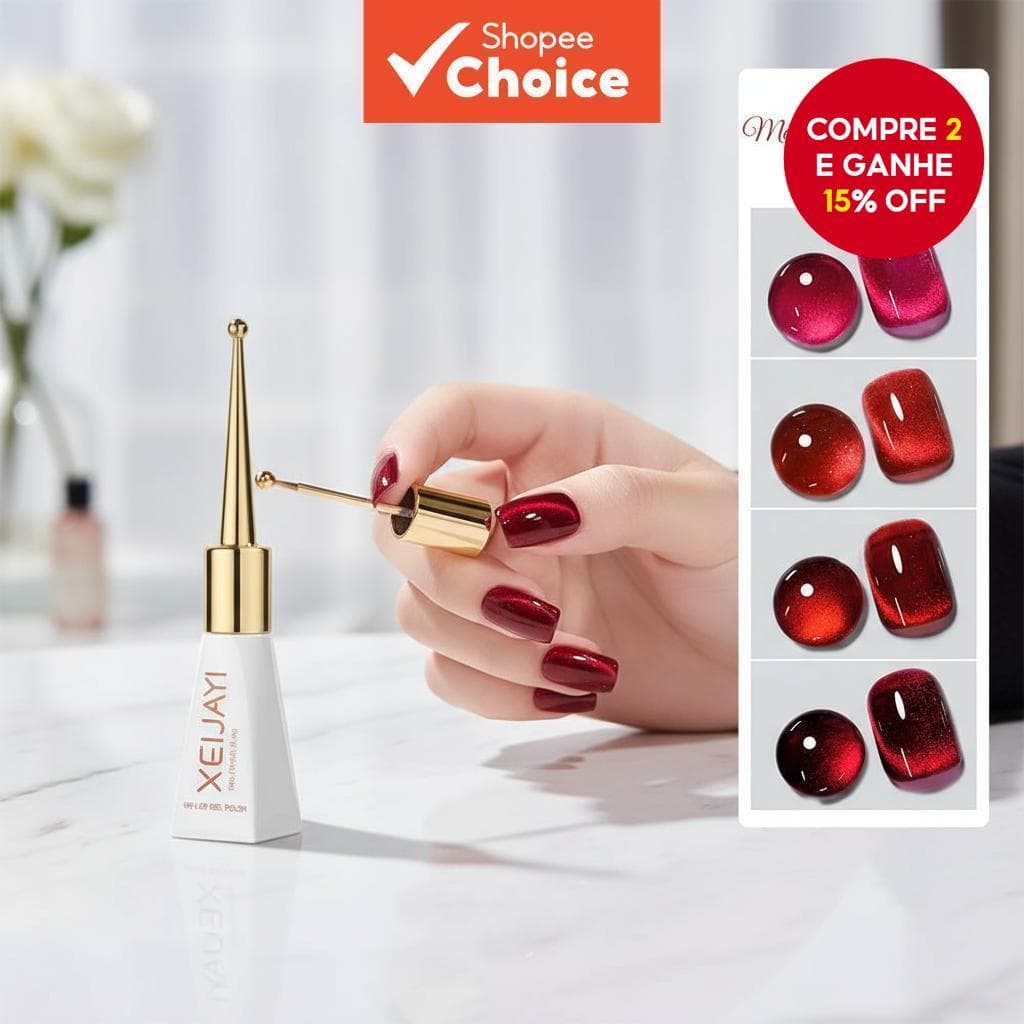  1 Peça 10ml Esmalte Gel Olho de Gato Vermelho Metal Holográfico 4 Cores Magnético Nail Art DIY