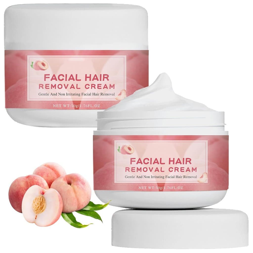 2PCS Creme Depilatório Facial, Creme de Remoção de Pelos Faciais de Pêssego para Mulheres para Lábio Superior e Queixo p