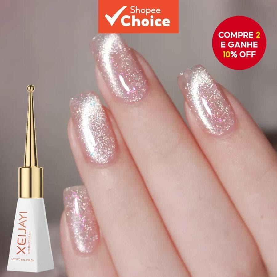 XEIJAYI 1pc 10ml Esmalte em Gel Neon Cat Eye com Magnetismo, Esmalte de Unhas Holográfico Rosa Cat Eye, Verniz de Gel