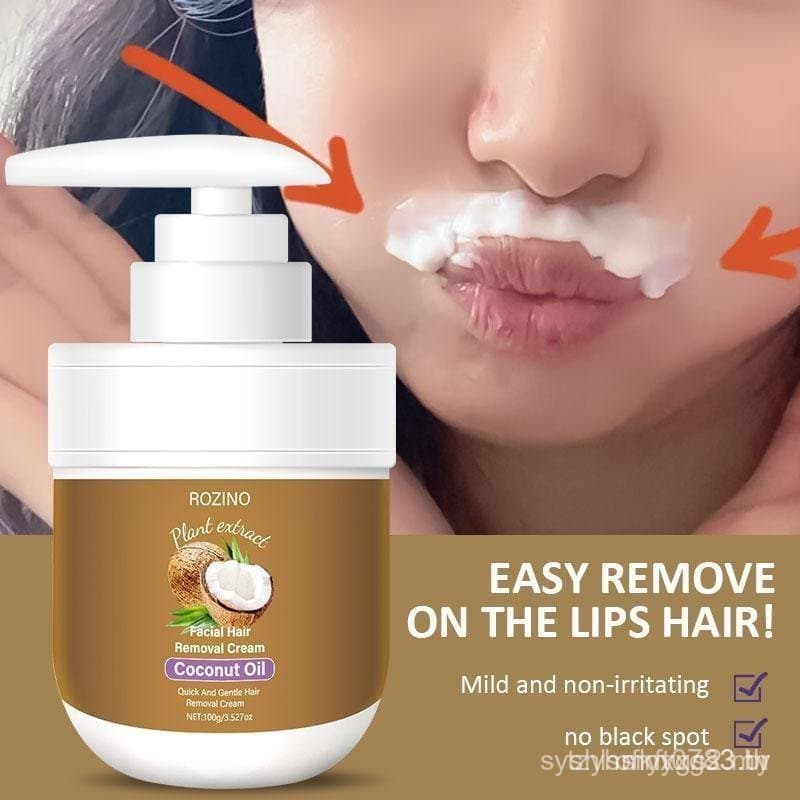 Creme Depilatório Facial ROZINO, Creme de Remoção de Pelos Faciais de Coco para Mulheres para Lábio Superior e Queixo pa
