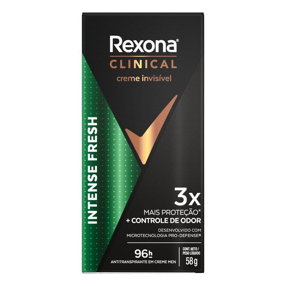 Desodorante Antitranspirante Rexona Clinical Creme Intense Fresh 96h com 58g