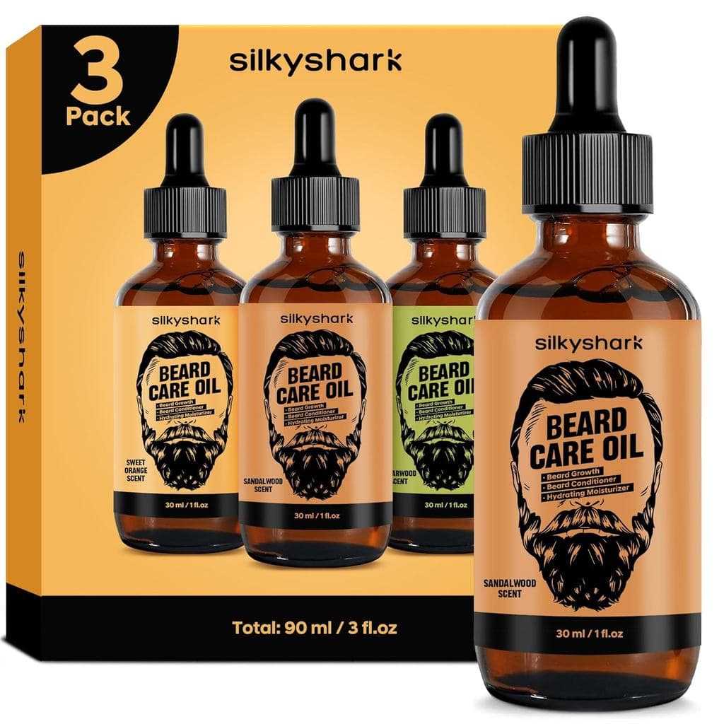 Óleo para Barba (3 Pacotes, 90ml), Óleo para Crescimento e Condicionamento de Barba para Homens, Hidratante para Barba p