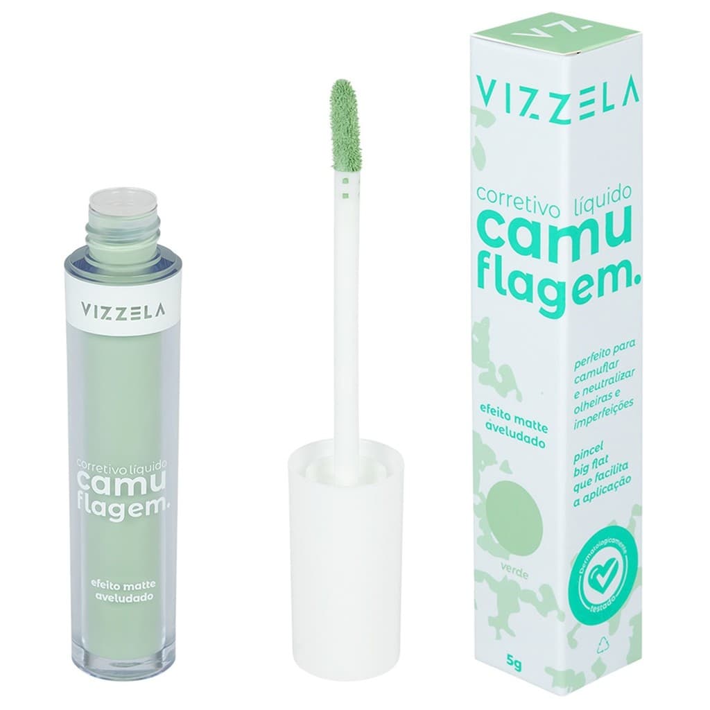 Corretivo Camuflagem Verde Vizzela Manchas Avermelhadas