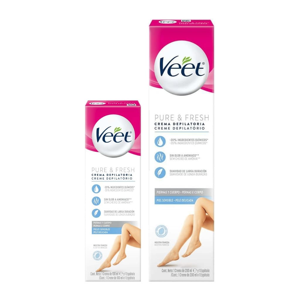 Creme Depilatório Veet Pure & Fresh Pele Sensível 100mL ou 200mL | Pernas Axilas Braços Virilha