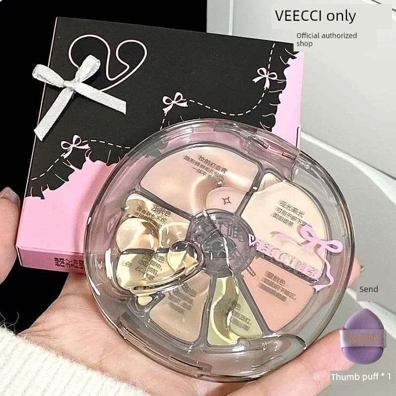 corretivo maquiagem corretivo Veecci paleta de corretivo sete cores olheiras iluminar cor salmão olho lágrima sulco corr