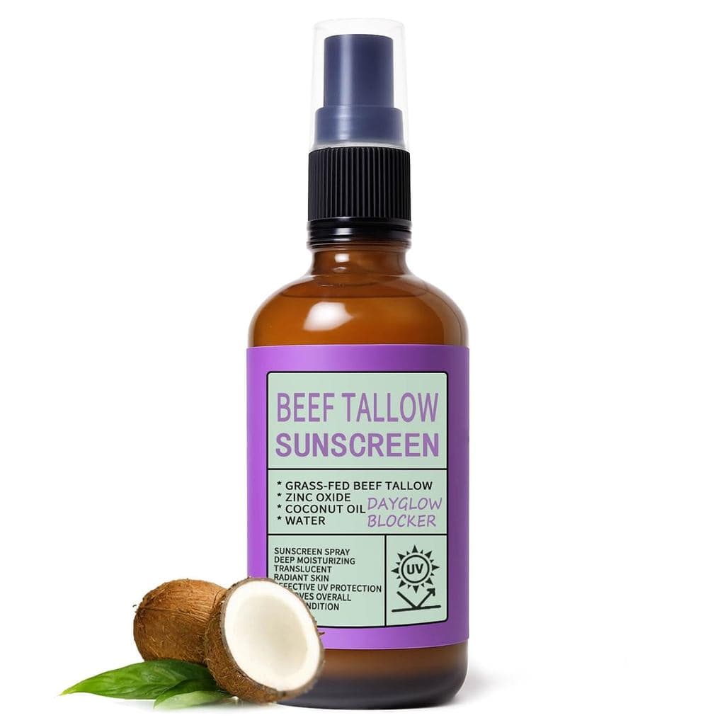 Spray de Protetor Solar BeefTallow, Protetor Solar DayglowBlocker com Óxido de Zinco e Óleo de Coco, Protetor Solar Hidr