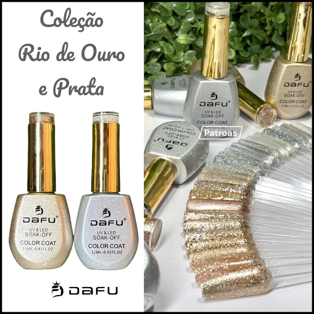 Esmalte em Gel Dafu 12ml – Prata | Dourado | Refletivo – Embalagem Luxo UV/LED