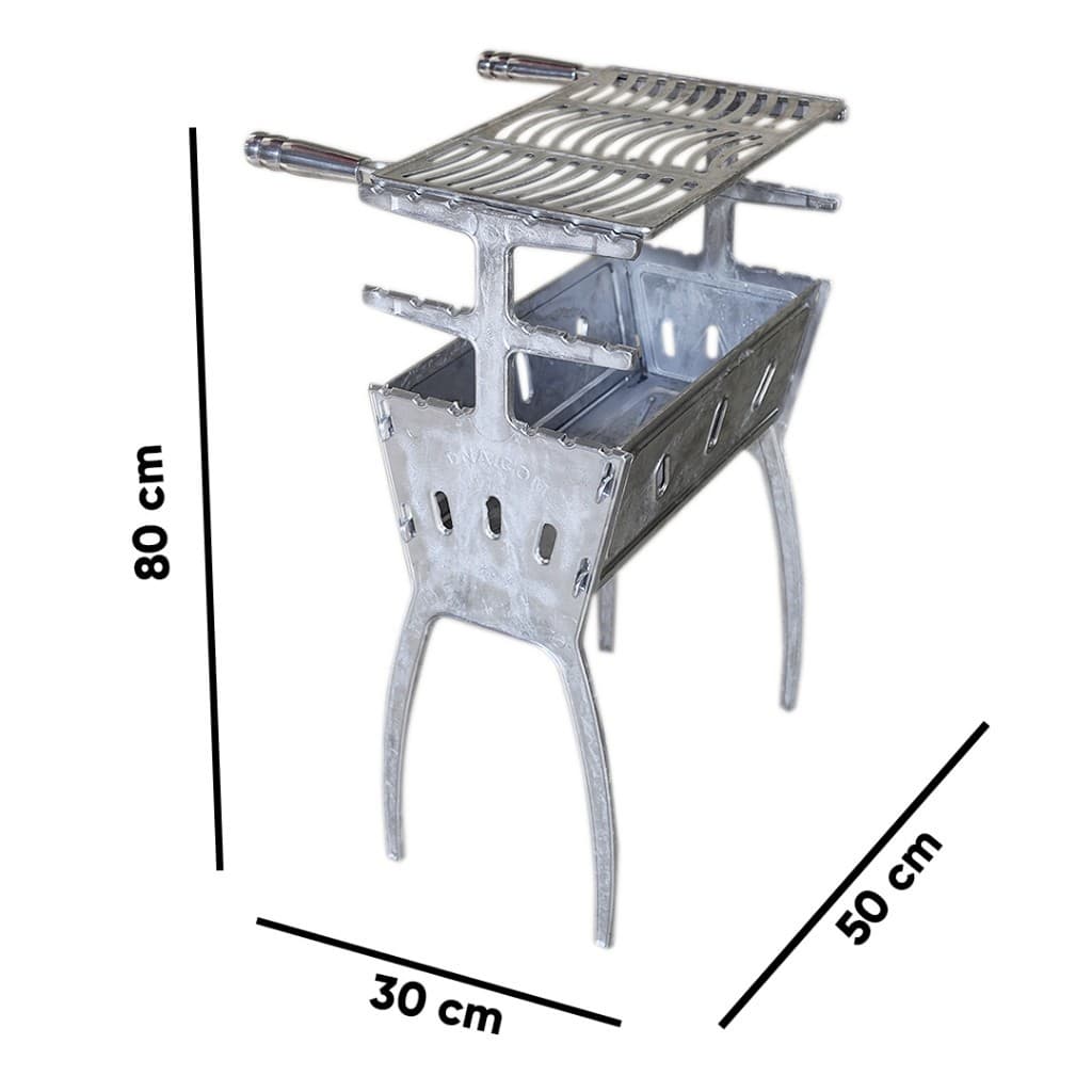Churrasqueira De Alumínio Batido Fundido Desmontável Portátil 6 Peças Premium