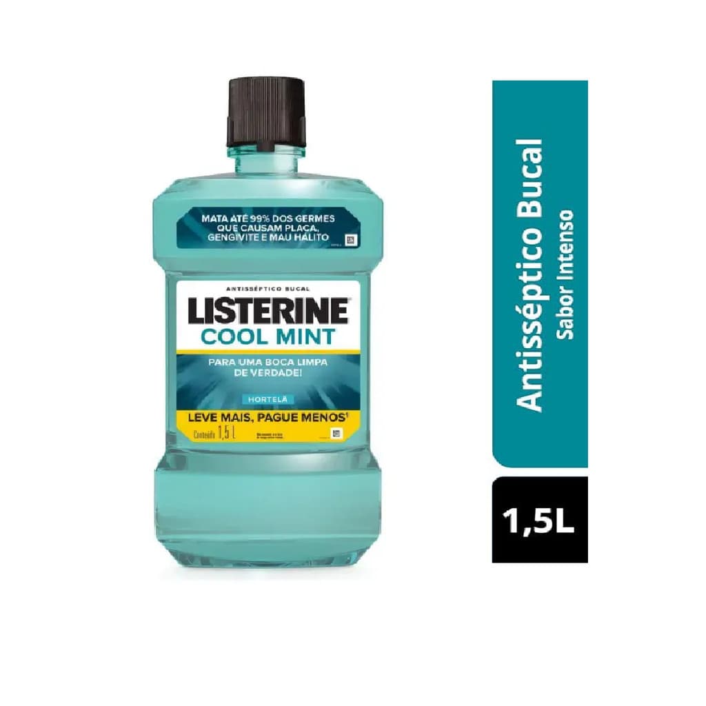 Listerine Cool Mint Enxaguante Bucal 1.5 Litros Com Álcool
