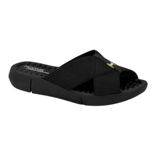 Tamanco Feminino Modare – Elástico em X, Reflex Sense, Palmilha Massageadora e Ultraconfortável (Preto/Preto, BR, Adulto, Numérico, 36)