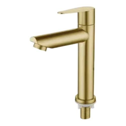 Torneira de Luxo Dupin Alta para Banheiro em Metal Dourado com Arejador Embutido Design Sofisticado, Alta Durabilidade e Economia de Água para Transformar Seu Lavabo em um Ambiente Exclusivo