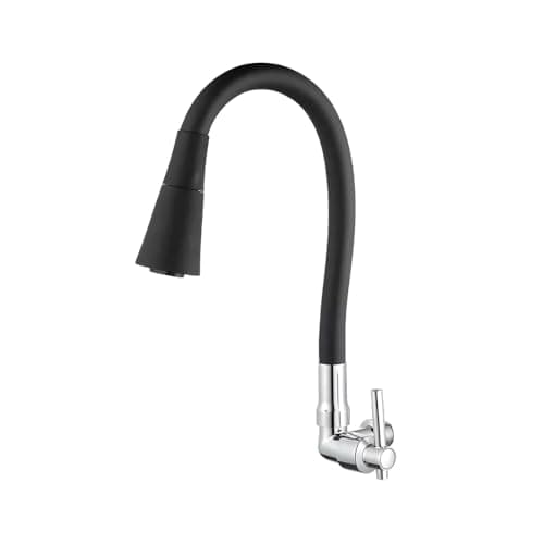 Torneira para Cozinha de Parede Gourmet Flexível com Base Metálica 2 Jatos, 1/4 de Volta, Rosca 3/4