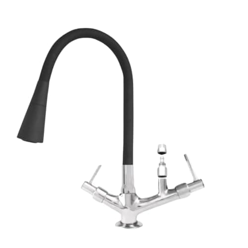 Torneira Bancada Cozinha Bica Cone Preta/Vermelha Saída Filtro e Purificador (Preto)