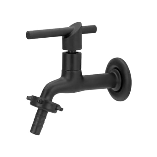 Torneira de Jardim Longa Preto Fosco com Bico União