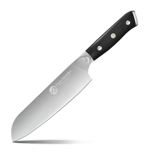 Faca Santoku De 7”, Faca Do Chef Forjada Em Aço De Alto Carbono, Faca De Aparar Com Cabo Ergonômico, Preto