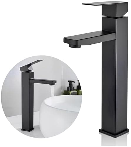 Torneira Banheiro Lavabo Monocomando Bica Alta Metal Inox Diversas Cores - Brinovar (PRETO)