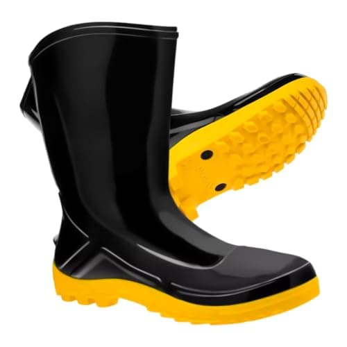 Bota Pvc Galocha Impermeável Vulcaflex Cano Medio (PRETO/AMARELO, BR, Adulto, Numérico, 40)