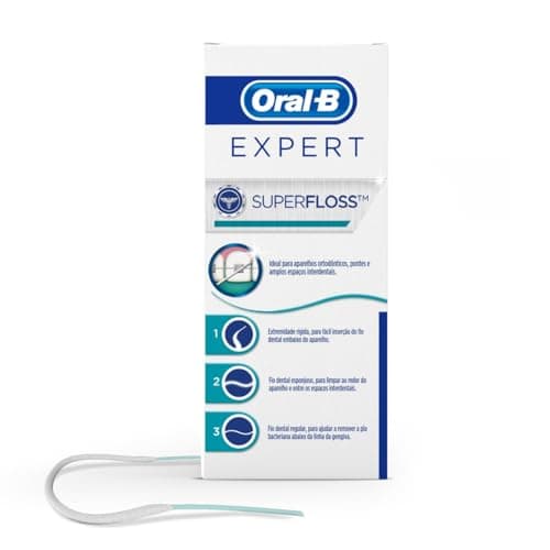 Oral-B Expert Super Floss, Ideal para Ortodontia, Coroas, Prótese, Pontes, 50 Unidades