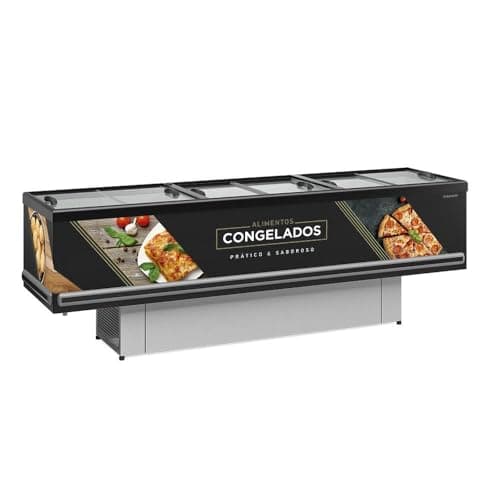 Ilha Expositor p/Congelados e Resfriados GESV-290RPR Standard Preta Vidro Reto Deslizante Gelopar 220V