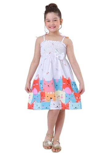 Vestido infantil menina moda tema dos Gatos modelo ciganinha (BR, Alfa, M, Regular)