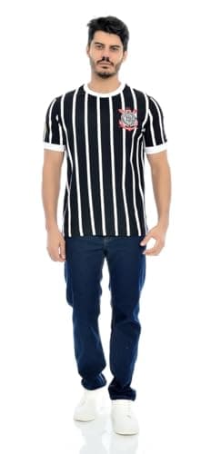 Camisa Corinthians Listrada Retrô Democracia, Masculina, Preta, M