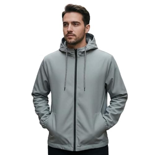 Jaqueta Blusa Masculina Corta Vento Resistente A Água Capuz Forrado (BR, Alfa, GG, Regular, Regular, Cinza)