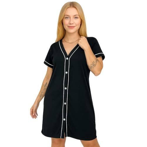 Camisola Amamentação Americana Pós Cirúrgica com Botões Eliana (BR, Alfa, G, Regular, Regular, PRETO)