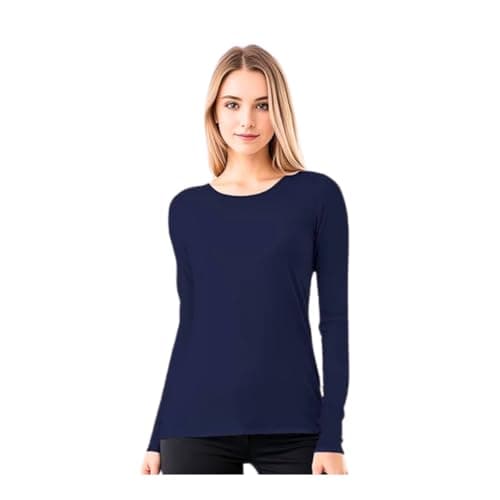 Blusa Térmica Manga Longa Feminina Peluciada Inverno (BR, Alfa, P, Regular, Marinho)