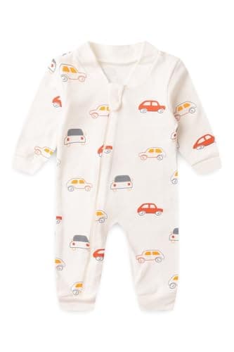 Macacão Bebê sem Pé com Zíper Suedine Estampado (RN/P/M/G/1) - Off White Carrinho - P