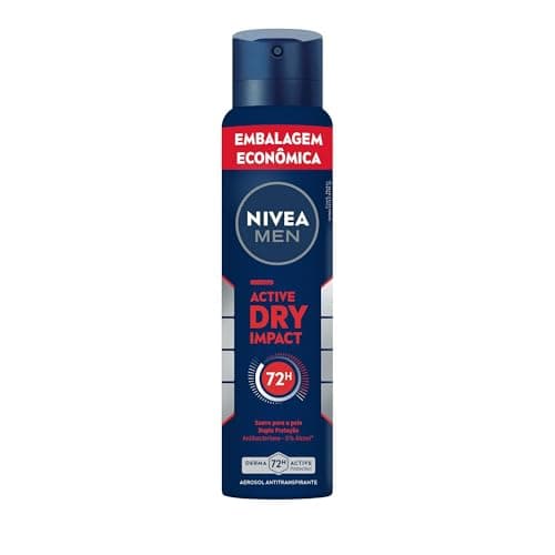 NIVEA MEN Desodorante Antitranspirante Aerossol Dry Impact 200ml - Alta proteção eficaz de 72 horas contra suor e mau odor, 2x mais ativos antitranspirantes e frescor o dia todo