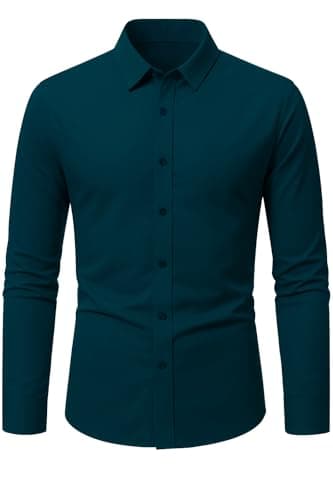 Camisa Social Masculina Slim Fit Manga Longa TAM(5) - Azul Petróleo