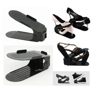 Kit 20 Organizadores de sapatos, saltos e tênis com regulagem de altura - Preto