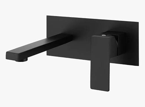 Torneira Monocomando de Parede para Banheiro, Lavabo e Banheira, Acabamento Cromado (PretoFosco)